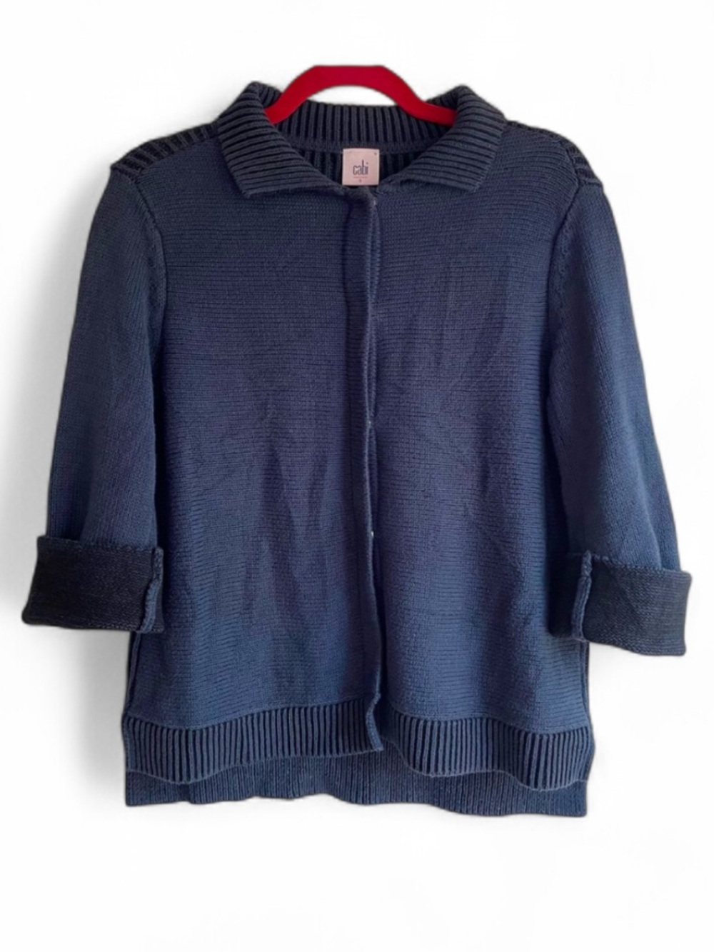 CAbi #3523 Pursuit Navy Blue Knit Cardigan Sweater Size S